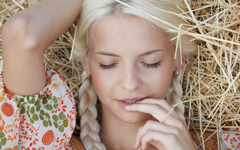 women, blondes, 1080P, eyes, faces, closed, vika