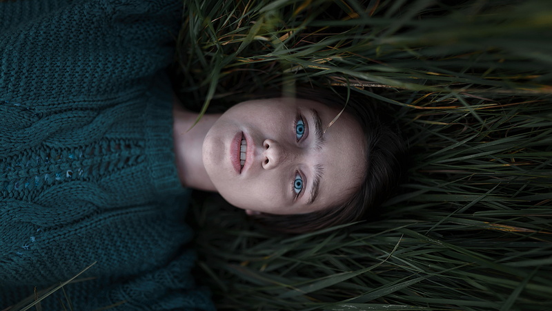 blue-eyed, 5K, Vika, in the grass, sweater, Aleks Five