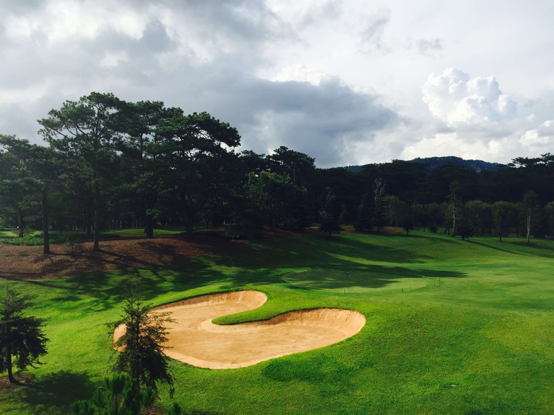 no people, weekend activities, sky, sand trap, plant, green - golf course, green color, outdoors, sport, golf, 2K, cloud - sky, grass, nature, day, tree