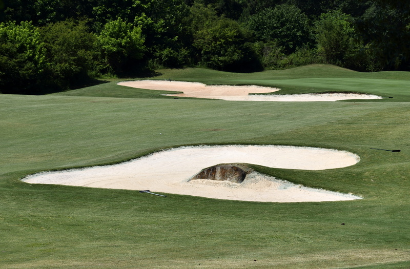 recreation, ball, play, lawn, nature, absence, Sand Trap, field, tree, no people, lifestyle, Sport, tranquility, flag, competition, green - golf course