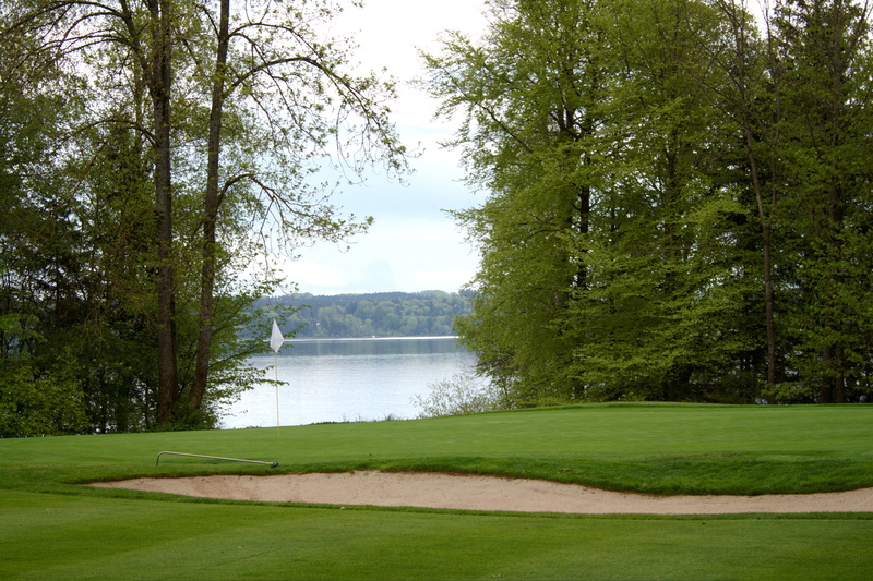 outside, germany, sports, nature, plant, sand trap, outdoors, green - golf course, golf course, lake, golf, tranquil scene, no people, tree, water, sport