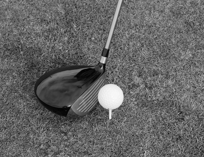 close-up, fairway, Ball, activity, game, studio shot, still life, sport, hit, black and white, driver, field, no people, player, 4K, day, golfing, swing
