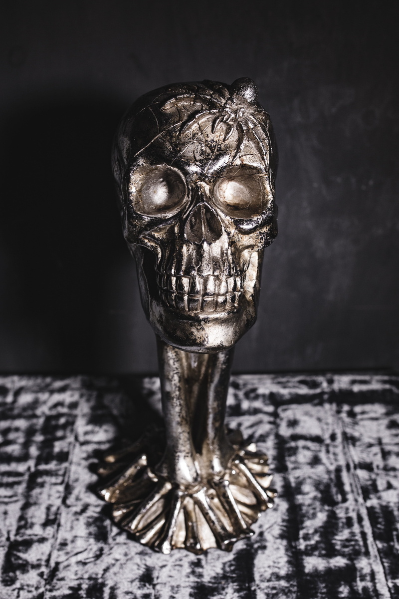 art and craft, scary, studio shot, human skeleton, skull, creativity, human representation, metal, selective focus, representation, halloween, black background