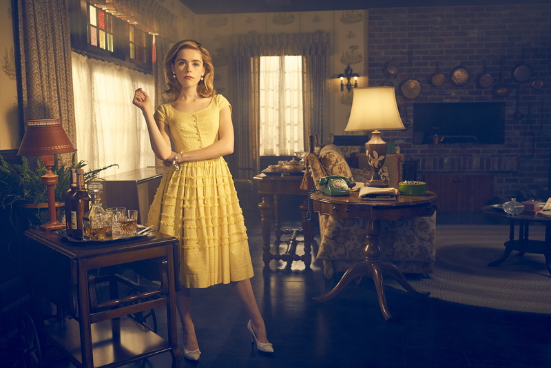 2K, Kiernan Shipka, model, yellow dress, blonde, Sabrina, women