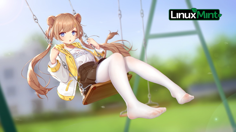 anime, pigtails, anime girls, Linux Mint, feet, 5K, nylon stockings, blonde, tights, Linux