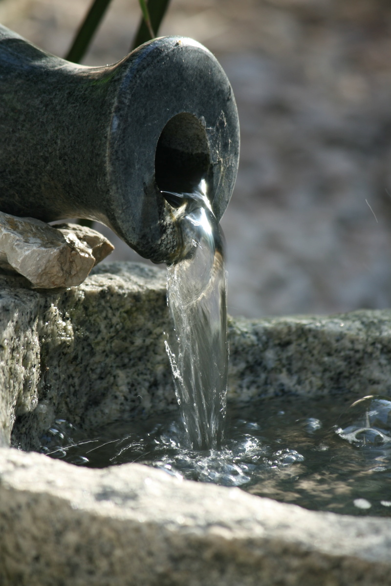 water, solid, no people, flowing, day, focus on foreground, nature, outdoors, summer, old, rock, amphora, sunlight, rock - object, running water, flowing water