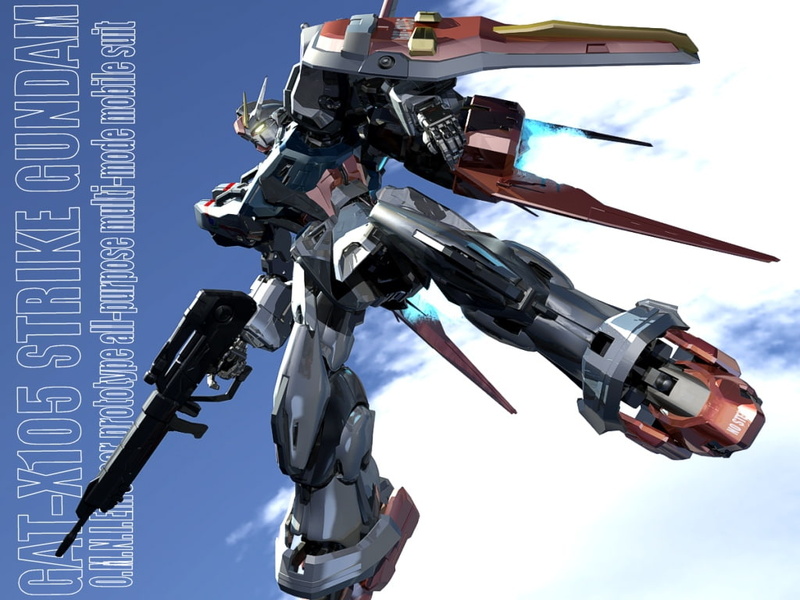 rifle, beam, sky, mecha, 480P, strike, gundam, anime, seed, art, beam rifle, aile, hd
