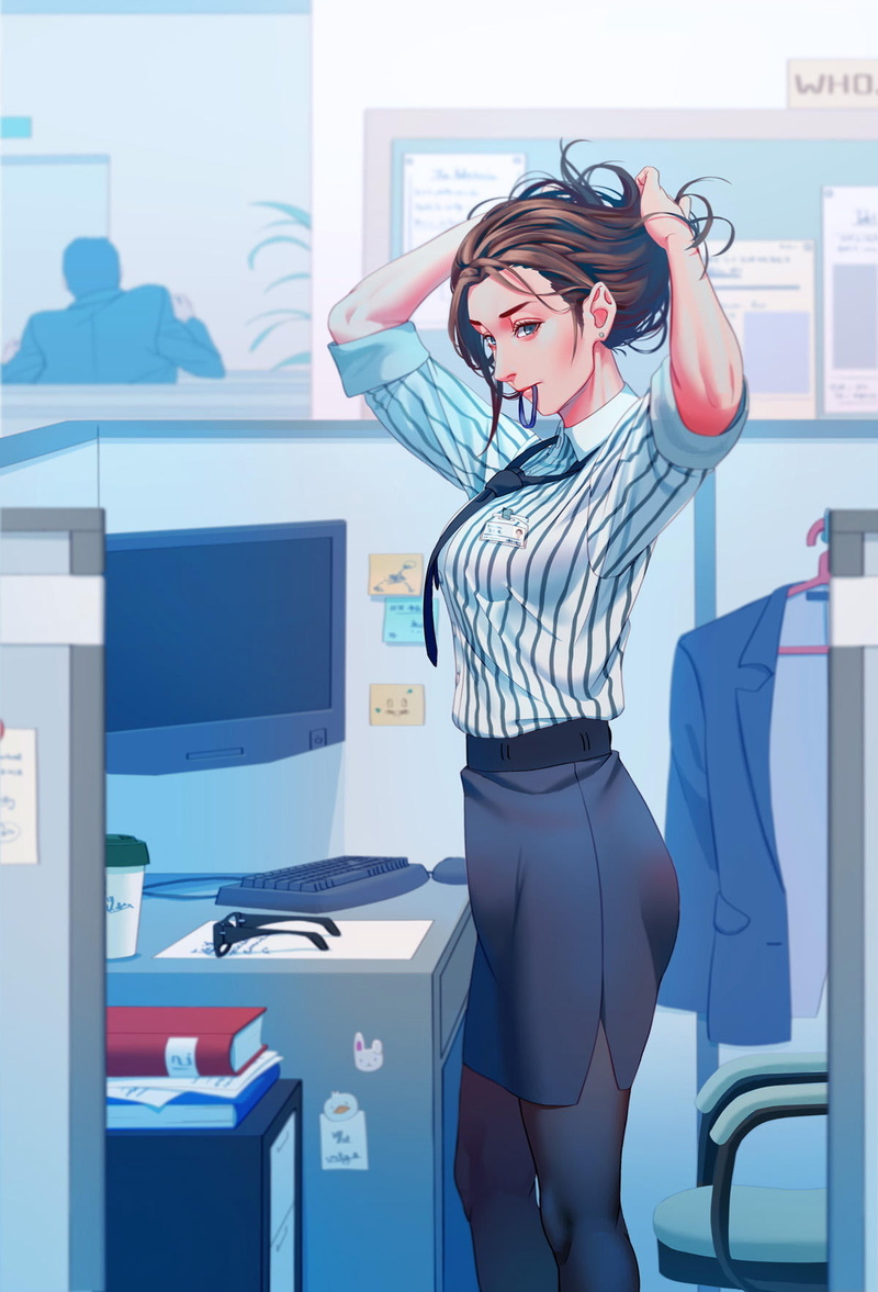 office uniform, anime girls, office girl, 720P, office