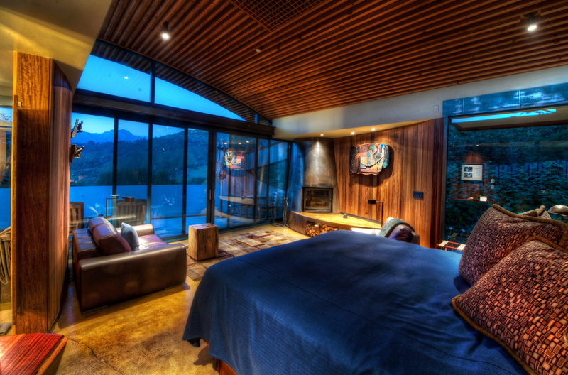 wood, bedroom, sofa., 4K, house, Windows, fireplace, desigen, bed