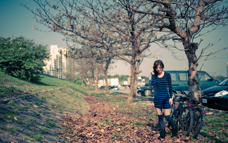 lifestyles, nature, car, young women, portrait, Mikako Zhang Kaijie, day, beautiful woman, full length, standing, one person, young adult, outdoors, women