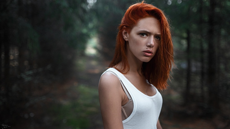 adult, dyed red hair, 1080P, one person, outdoors, fashion, women outdoors, depth of field, Georgy Chernyadyev, women, beautiful woman, nature, long hair