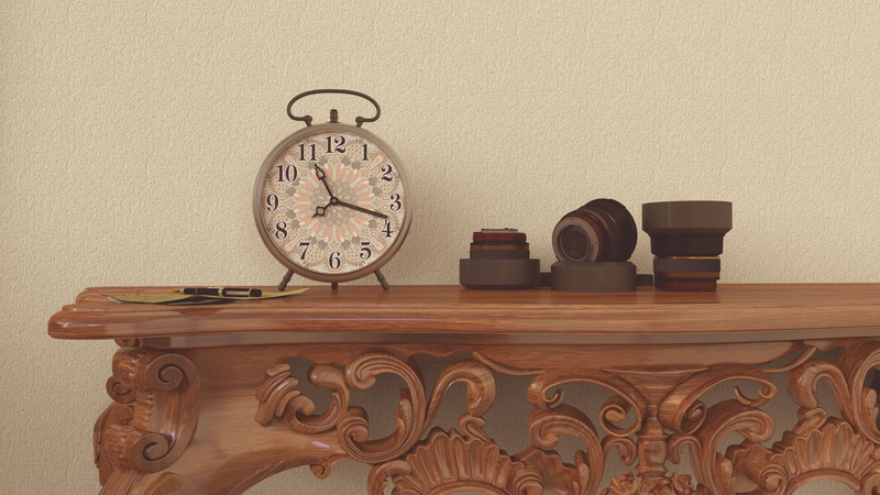 wooden, no people, room, wall clock, instrument of time, vintage, floral pattern, close-up, watch, wall - building feature, alarm clock, retro styled, home interior