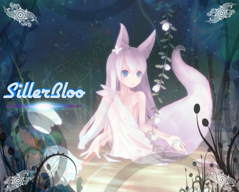 swamp, blue eyes, original characters, kitsunemimi, anime, animal ears, fox girl, 720P, tail, long hair