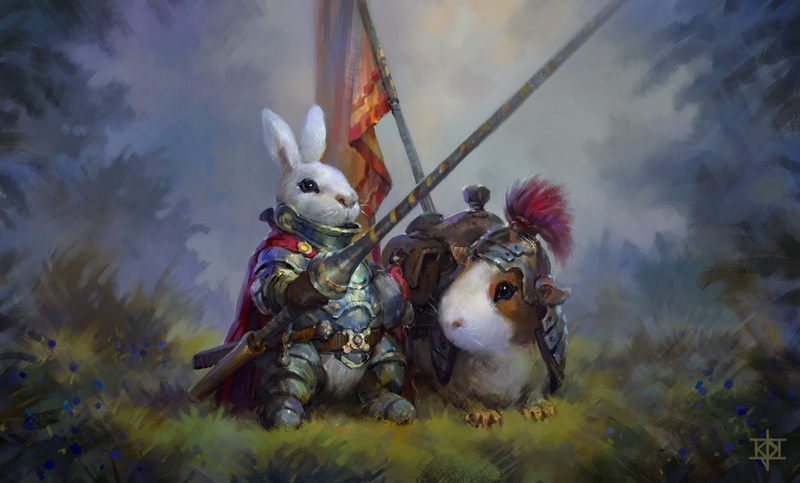 plant, domestic animals, illustration, outdoors, guinea pig, cloud - sky, art and craft, mammal, multi Colored, day, rabbit, field, cultures, easter, decoration