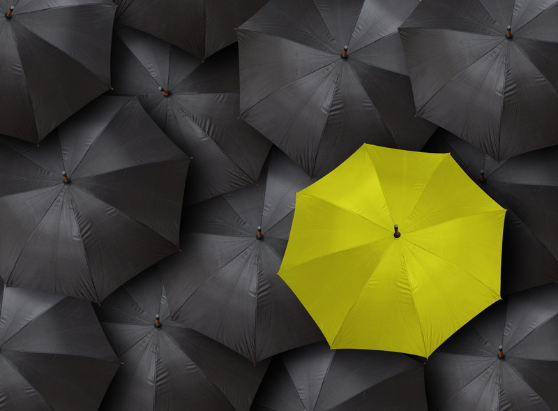 black, 5K, yellow, umbrella