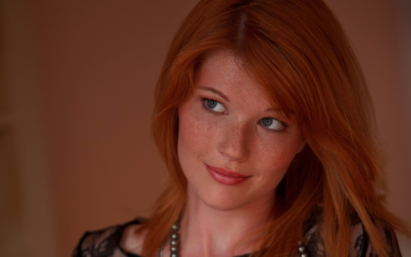 face, redhead, Mia Sollis, women, 2K, looking up