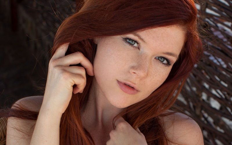 freckles, Mia Sollis, looking at viewer, hazel eyes, women, face, sensual gaze, 2K