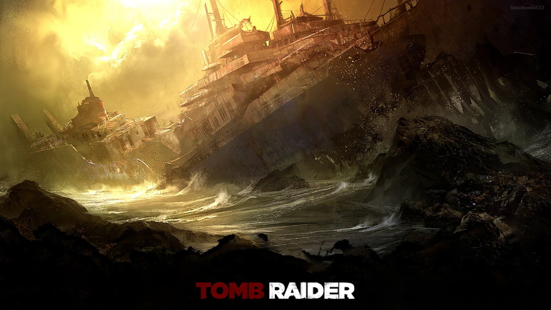 ocean, tomb, rock, hd, raider, video games, stone, wreck, drawing, ship, 1080P