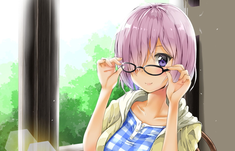 1080P, Girl, Anime, Fate Series, Pink Hair, Glasses, Smile, Mashu Kyrielight, Purple Eyes, Fate/Grand Order