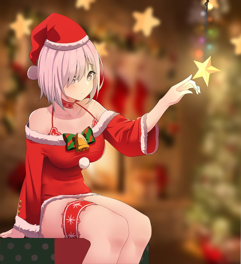 Santa costume, Mash Kyrielight, Christmas, Fate/Grand Order, anime girls, sang4521, 2K