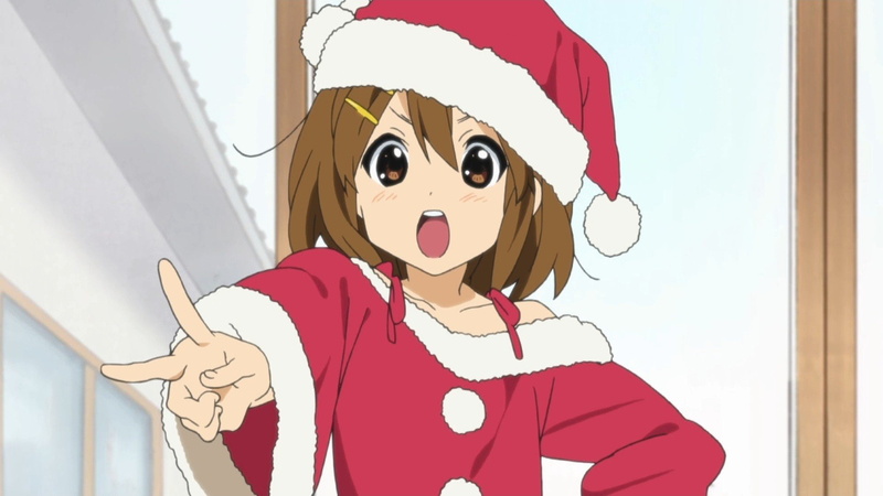 sign, k on, peace, christmas, anime, outfits, yui, 1080P, hirasawa, screenshots, girls