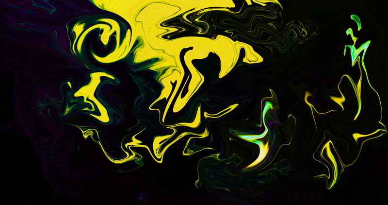 paint brushes, yellow, artwork, fluid, digital art, colorful, neon, liquid, abstract, shapes, 8 K, 8K, dark