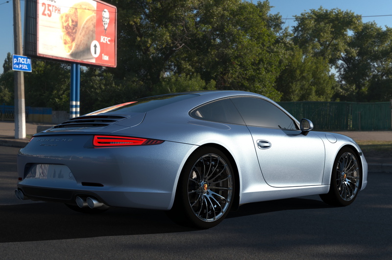 vehicle, Porsche, cars, colbalt blue, rendering, 8K, 2017, 8 K, 3D graphics, HDRI, 2017 Porsche 911 Carrera