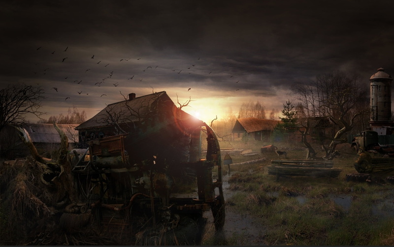 obsolete, machinery, old, night, no People, rural Scene, building exterior, animal themes, transportation, architecture, illustration, dirty, built structure