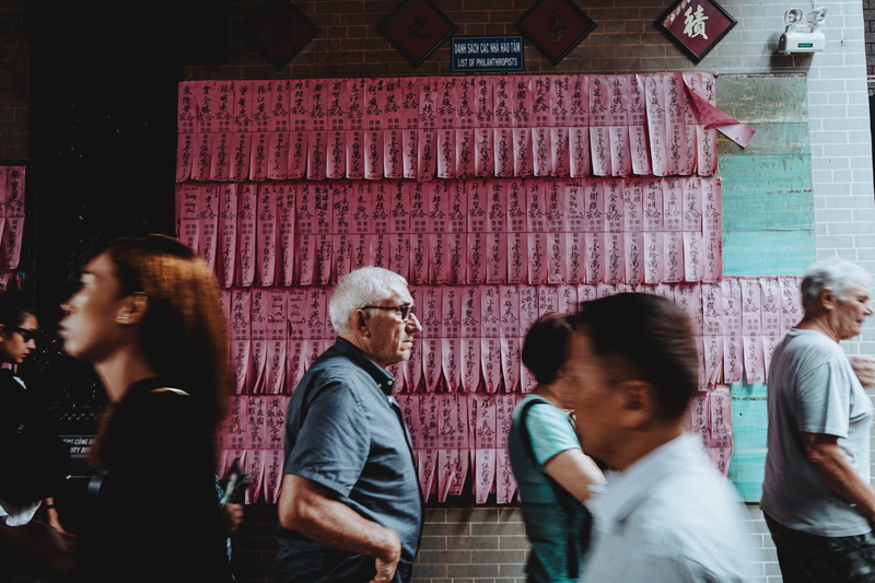 editorial, walking, man, adult, communication, wearing, senior men, temple, group, urban Scene, females, real people, shirt, leisure activity, medium group of people
