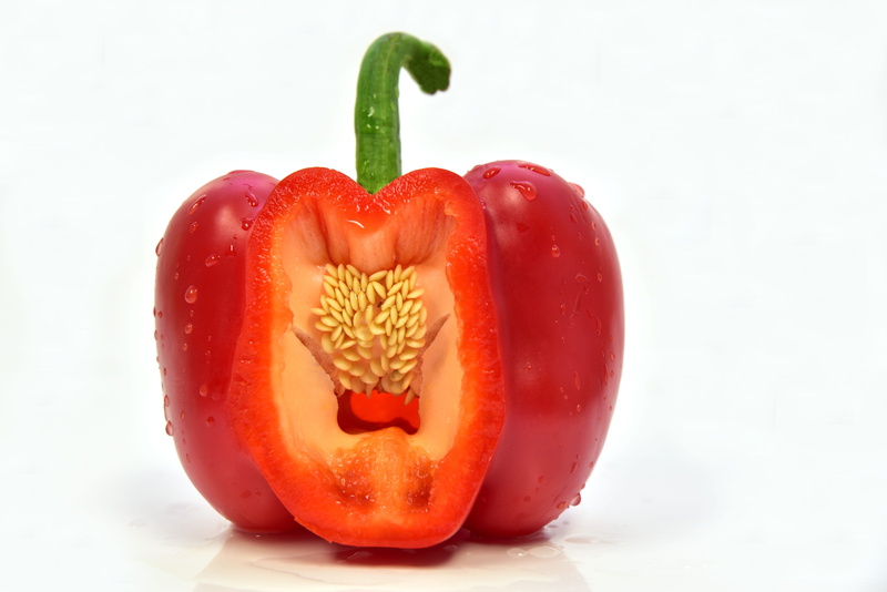 bell pepper, pepper, positive emotion, vitamins, inner workings, healthy, studio shot, red bell pepper, seeds, paprika, 5K, ingredients, ripe, food and drink
