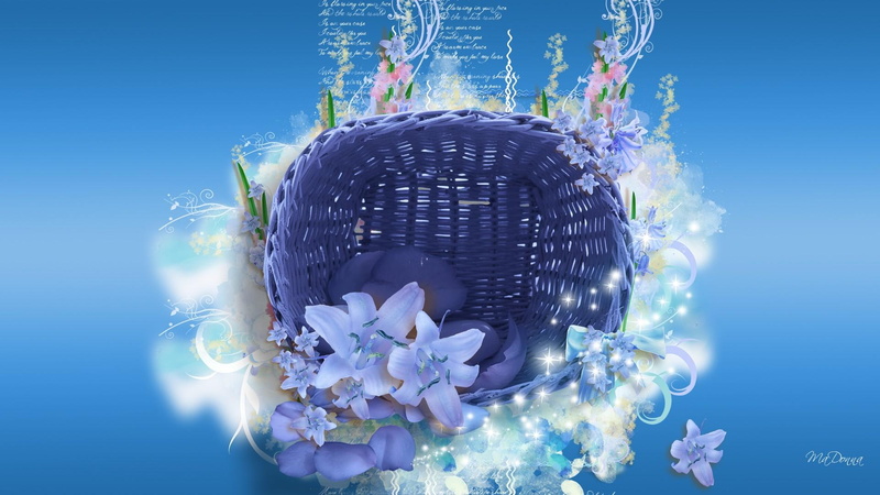 desires, nature and, 1080P, blossoms, summer, soft, basket, foxglove, abstract, blue, soul, writing, spring, flowers, blooms