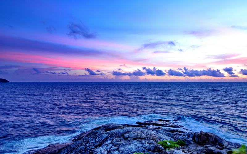 phuketthailand, horizon, rock - object, dramatic sky, nikond90, tranquility, nature, rock, cape, thailand, promthepcape, no people, sea, purple, 2K, cloud - sky