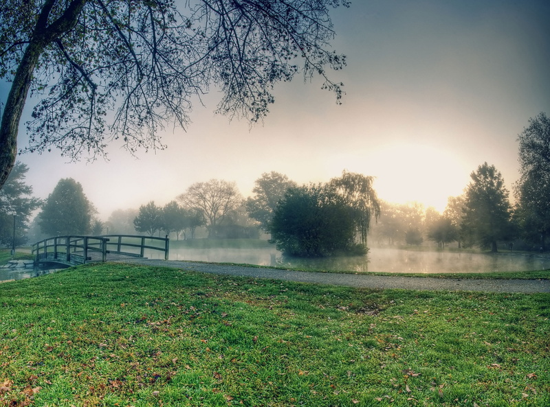 outdoors, beauty in nature, grass, fog, no people, Landscape, nikond90, day, Nature, columbus, panorama, bridge, sky, land, Franklin, tranquility, 2K