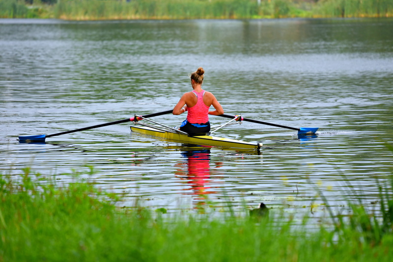 healthy, rowing, exercise, oar, outdoors, nature, rower, woman, sitting, 4K, leisure activity, paddle, athlete, transportation, one person, nautical vessel