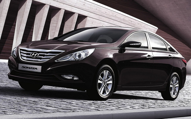 sports car, parking, parking lot, hyundai sonata hybrid vi, land vehicle, stationary, maroon, side view, hyundai, shiny, 1080P, reflection, motor vehicle
