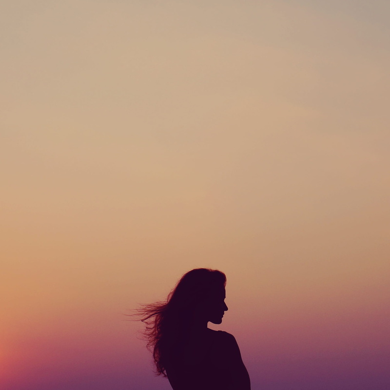 side view, headshot, night, real people, beauty in nature, hair toss, female, adult, sunset, portrait, orange, sky, one person, shadow, minimal, photography