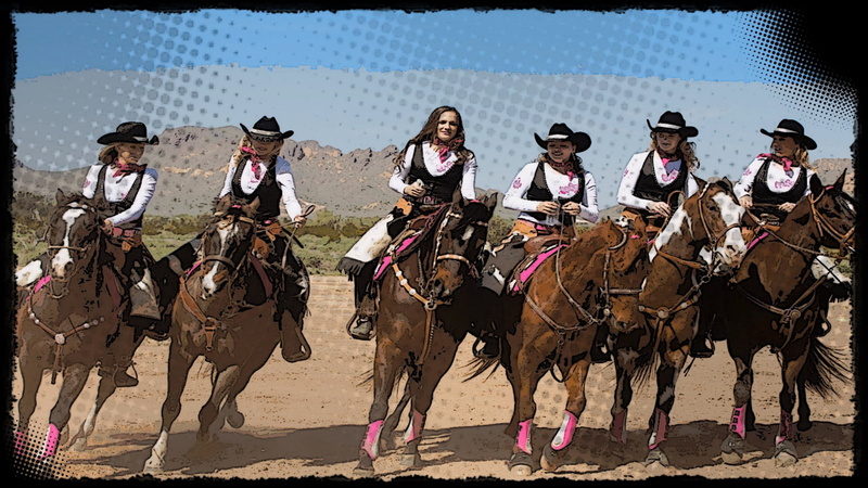 clothing, animals, horse, land, cowgirl, animal wildlife, group of animals, adult, people, full length, domestic, cartoon, day, women, domestic animals