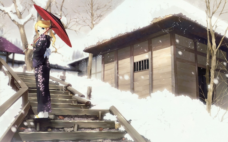 hd, sayonara, kimura, wide, sensei, kaere, anime, japanese, art, Sayonara Zetsubou Sensei, zetsubou, 1080P, nature, artist, clothes, kantoku, umbrellas