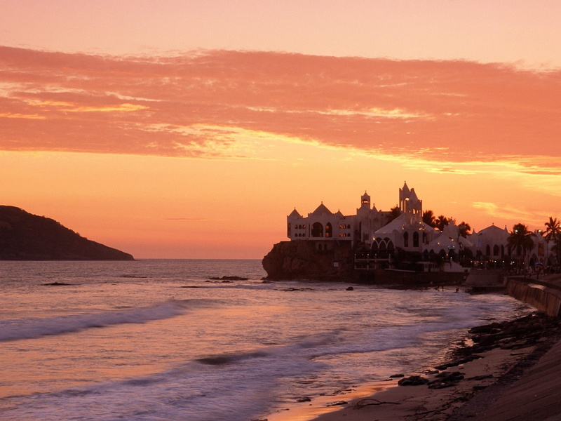 dusk, sunset, landscape, skyscape, Mexico, 720P, coast, resort
