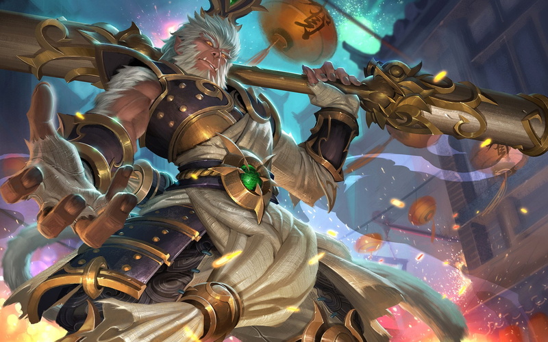 League Of Legends, human representation, low angle view, 1080P, place of worship, representation, Wukong (League Of Legends), built structure, outdoors