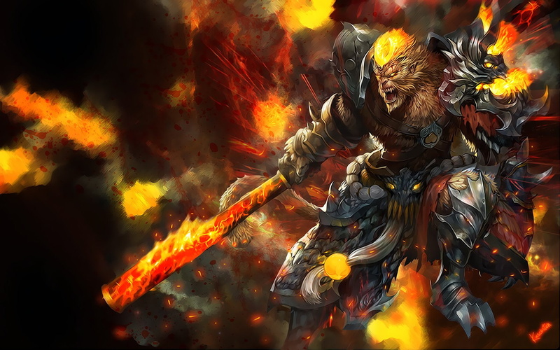 Wukong (League Of Legends), night, Video Game, flame, aggression, arts culture and entertainment, outdoors, human representation, celebration, League Of Legends