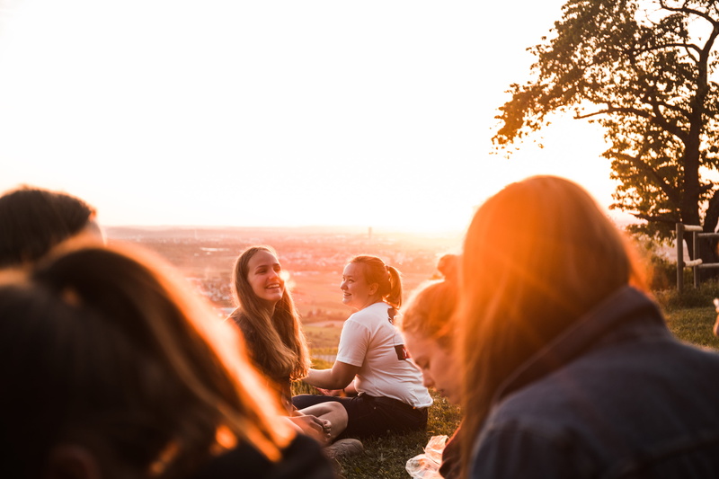 happy, jesu, young women, adult, christ, young adult, group, tree, smile, sun, friendship, women, togetherness, nature, hour, fun, person, ocean, laugh