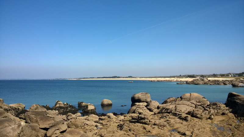 horizon, groyne, no people, 2K, rock - object, solid, bay, water, landscape, trévignon, sea, side, sky, rock, blue, brittany, day, clear sky, france, beach