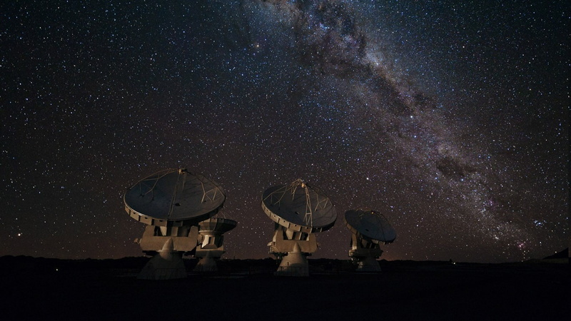 720P, galaxy, satellite, no people, astronomy telescope, star - space, night, global communications, space, milky way, satellite dish, nature, space and astronomy