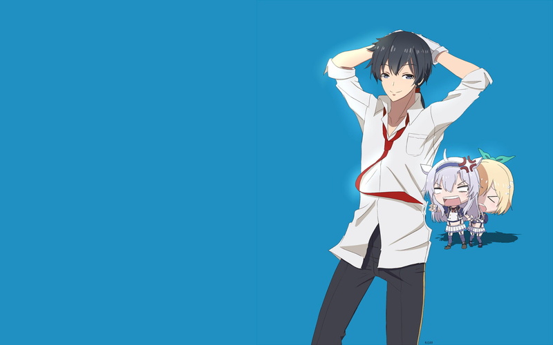 three quarter length, females, Anime, Rokudenashi Majutsu Koushi to Akashic Records, colored background, Rumia Tingel, young women, businesswoman, males