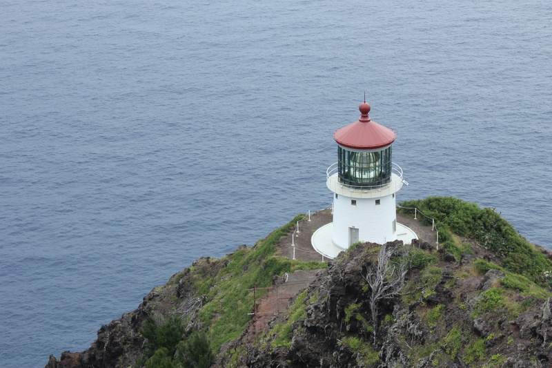 no people, tower, security, built structure, beauty in nature, lighthouse, ocean, high angle view, guidance, 5K, makapuu, coastline, building exterior