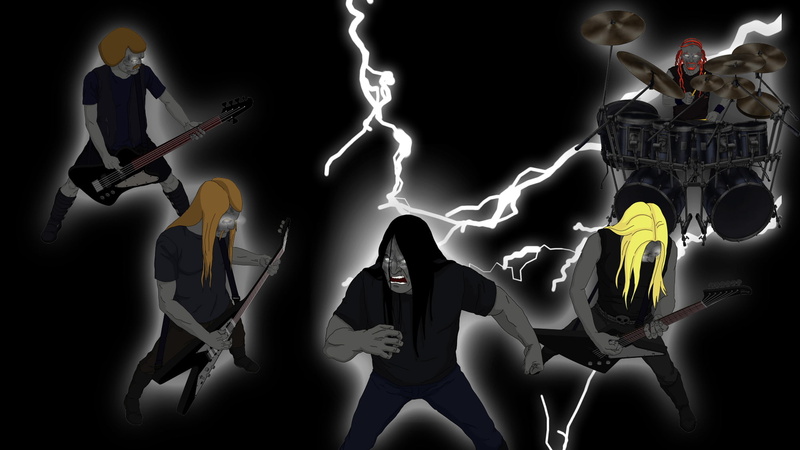 rock, metalocalypse, groups, hard, 1080P, heavy, cartoons, music, band, dethklok, metal