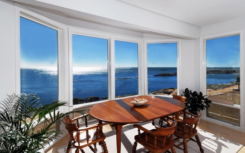 2K, flowers, tree view, interior, blue, leaves, beautiful, white, house, room, dinning, beach, pleasant