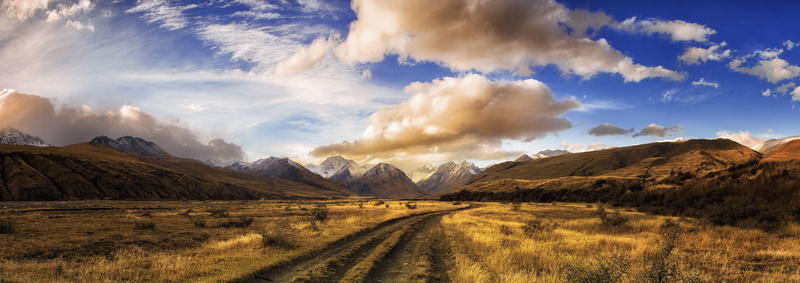 road, sunset, nature, snowy peak, dirt road, plant, landscape, panoramic, panoramas, cloud - sky, mountain range, sky, mountain, scenics - nature, environment