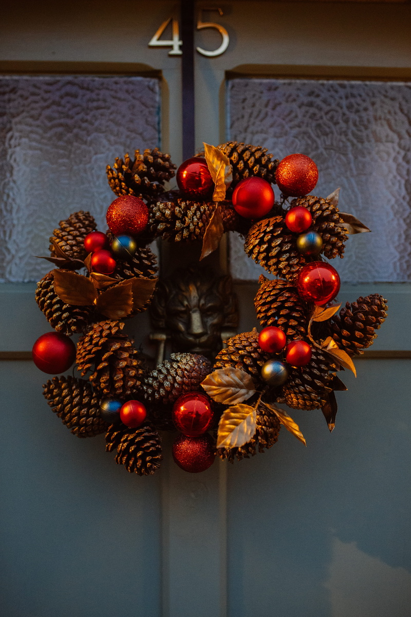 light fixture, invertebrate, holiday, sphere, red, wreath, insect, leisure activities, food and drink, creativity, hanging, decoration, still life, plaid